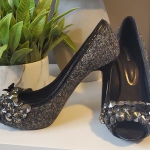Tweed and Rhinestone heels